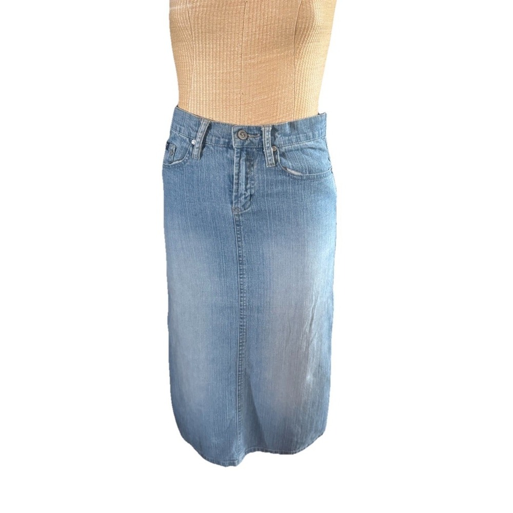 Vintage Squeeze Skirt Sz 3 / 4 Denim A Line Knee Length Stephen‎ Hardy Y2K Light